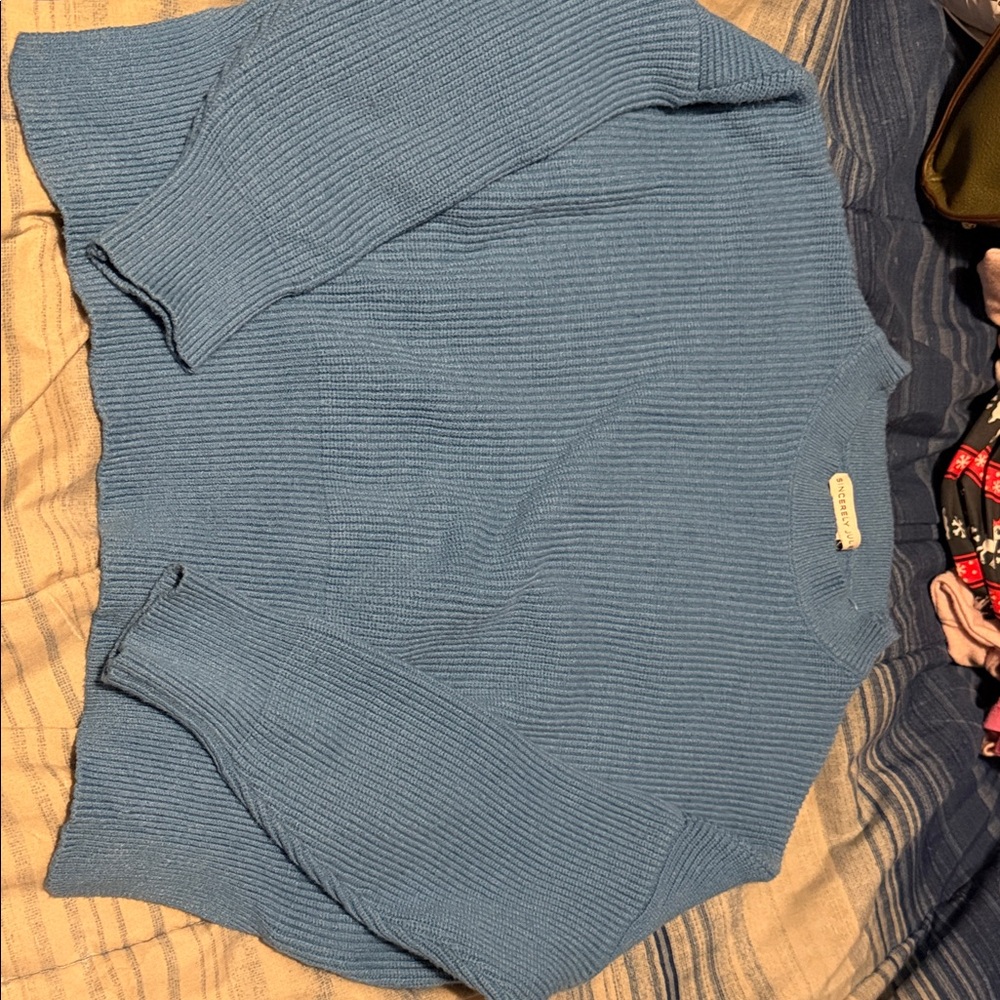 Sincerely Jules Cropped Blue Sweater